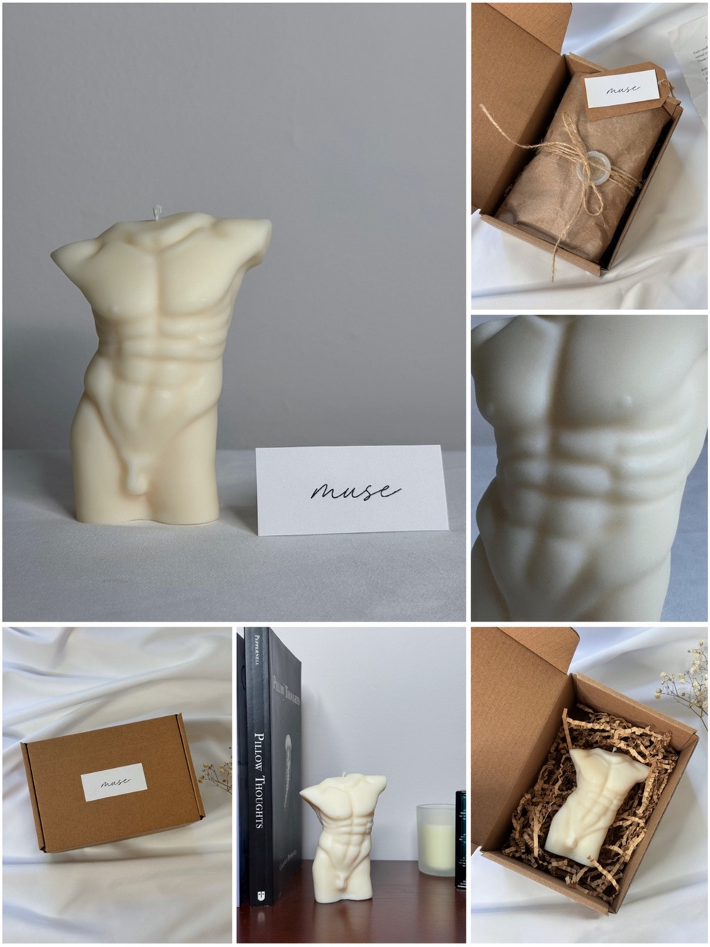 Male Torso Candle | Aesthetic Home Decor